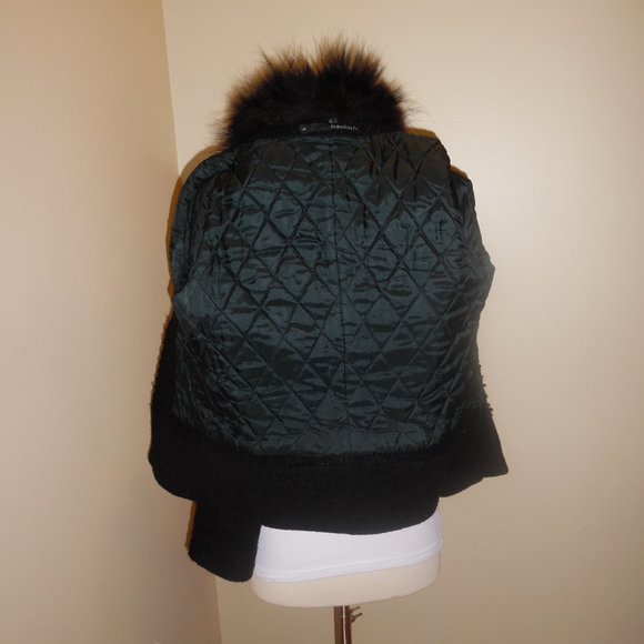 AnnaRita N Wool Real Fur Colar Wool Italy Black Buttoned Jacket Blaser Coat - Picture 7 of 16
